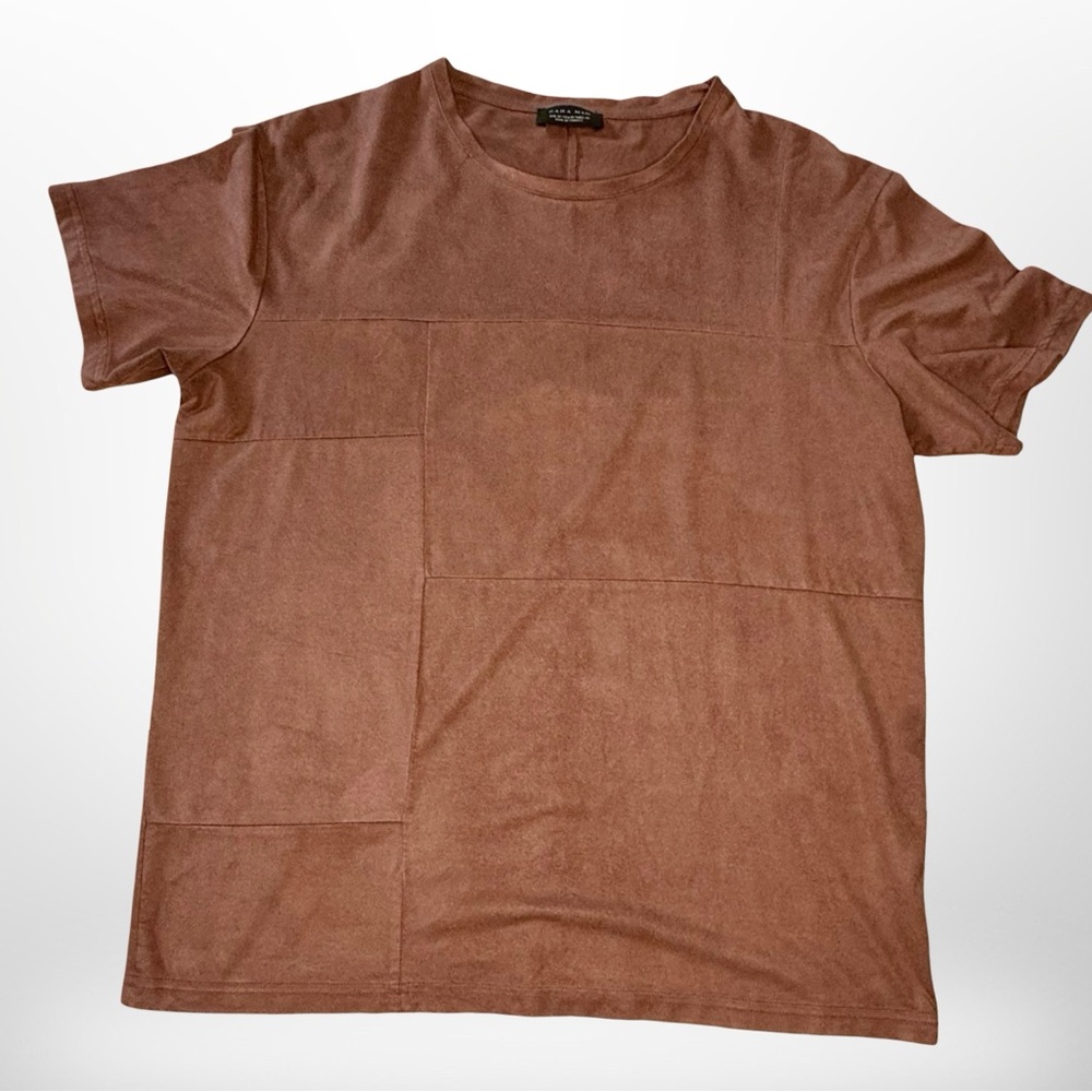Zara Tan Men's Faux Suede Short Sleeve Tee